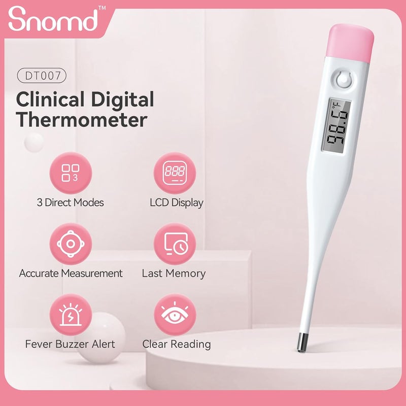 Snomd Digital Oral Thermometer for Adults and Children with LCD Display, Oral Thermometer for Baby with Fever Alarm Rectal & Underarm Use, Fast Reading Thermometer - Image 2